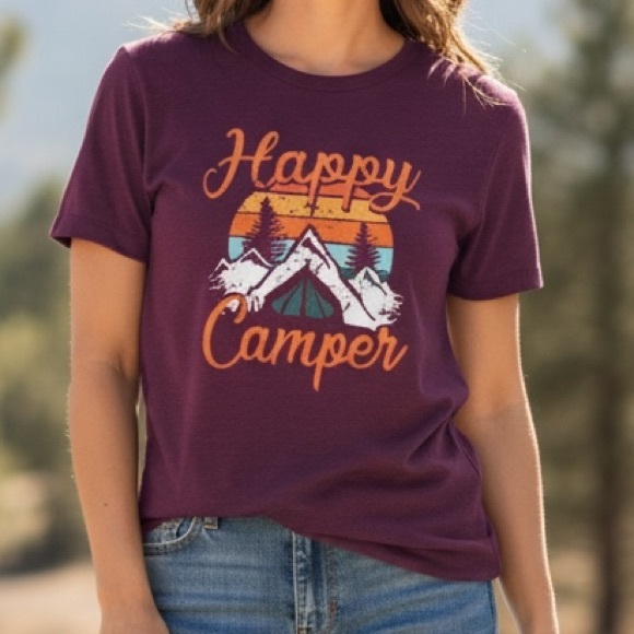NEW•XL•HAPPY CAMPER TOP - Picture 2 of 14